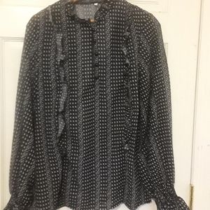 Sheer,ruffled blouse